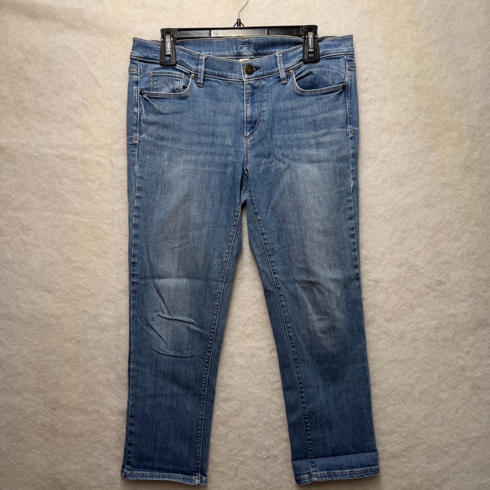 Loft Modern Crop Jeans Women’s Size 10 Blue Denim Cotton Blend Zip